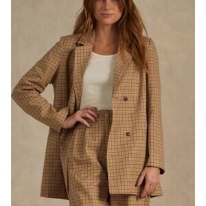 Rylee + Cru Double Breasted Jacket Women's Collection Check Relax Academia  XS